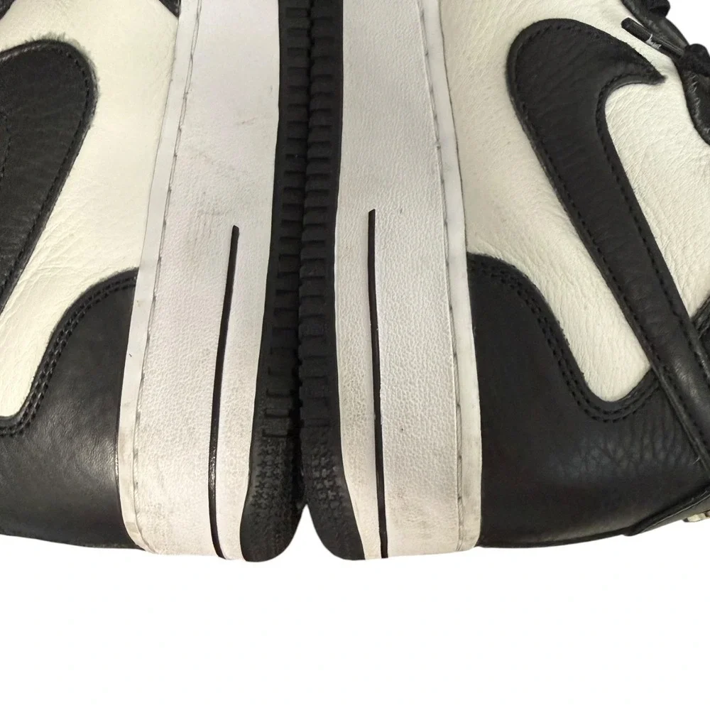 Nike Air Force 1 Mid Stussy Sneakers Mens 9.5 Light Bone Black DJ7840-002